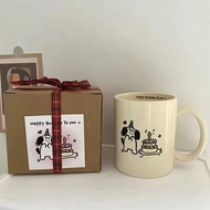 Ceramic mug birthday gift Cartoon rabbit wishes you happy birthday