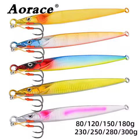 5PCS 80g 120g 150g 180g 230g 250g 300g Deep Sea Metal Jig Fishing Jigbait Spoon Bait Jig Lure Pencil