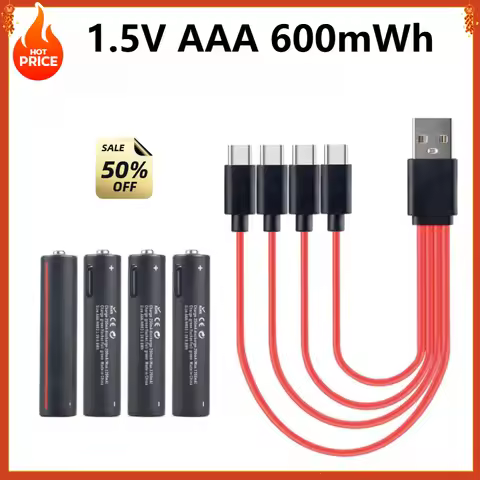 2-8 PCS 1.5V AAA Rechargeable Battery 600mWh USB Rechargeable Lithium Battery with TYPE-C Cable for 