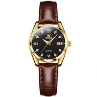 OLEVS 5522 Waterproof Leather Band Women Wristwatches Simple Quartz Watches For Women Luminous Calen