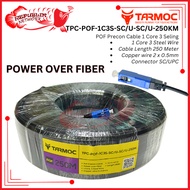 Tarmoc TPC-POF-1C3S-SC/U-SC/U-250 Black | Preconnectorized Drop Cable with POF 250 Meters