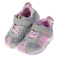 童鞋/(15~19公分)日本IFME灰粉紅流線透氣兒童機能運動鞋P7U583G