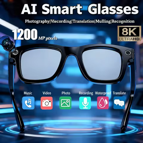 AI Smart Glasses 8K Multifunctional Camera Bluetooth Call Voice Assistant Music Player Translate Pho
