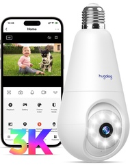 3K Light Bulb Security Cameras Wireless Outdoor-2.4GHz Cameras for Home Security Indoor with AI Soun