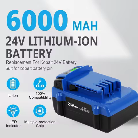 JIERUI 6Ah Replacement for Kobalt 24V Battery Pin KB624-03 KB524-03 KB424-03 etc Compatible with All