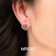 Light Luxury Violet Zircon Star Stud Earrings