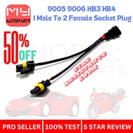 Quality 9005 9006 1 male to 2 female High Beam Splitter Wiring Adapters connector with antiflaming t