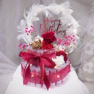 羽你有圓雙層有錢花蛋糕/有錢花蛋糕/永生花/生日禮物/鈔票蛋糕