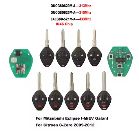 jingyuqin Remote Car Key For Mitsubishi Galant Eclipse I-MiEV Citroen C-Zero 2009-2012 OUCG8D620/625