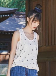 江戶勝 日系 男裝 富士山 滿版印花無袖背心(米白色) #上衣