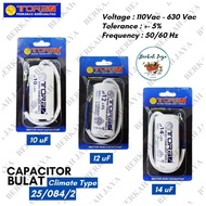TORA Round Capacitor Variant 10 12 14 Micro Farad - Round Capacitor Motor Run 10uF 12uF 14uF / 10 uF