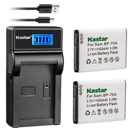 Kastar Battery (X2) & SLIM LCD Charger for Samsung BP-70A, BP70A, EA-BP70A and ES65 ES67 ES70 ES71 E