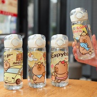 400ml Portable Plastic Cup Cute Children's Water Cup Cup Straw Portable Large-capacity V8u3
