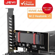 JEYI PCIe to NVMe Adapter with Aluminum SSD Heatsink Cooler, 64Gbps M.2 SSD Gen4 PCIe 4.0 x4 x8 x16 