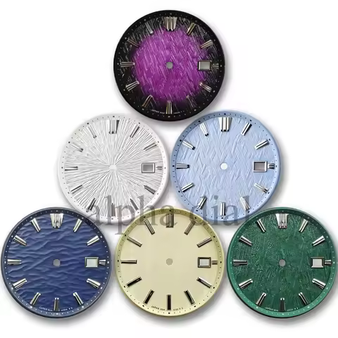 33.5mm Convex Wave Radial Vertical Waffle Wear Watch Dial Suitable for NH35/36/4R/7S Movement Carved