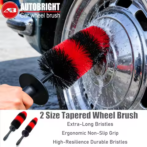 AUTOBRIGHT Car Wheel Wash Brush Tyre Brush Long Soft Bristle Cleaning Brush Motor Engine Grille Whee