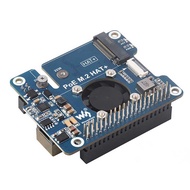 For 5 POE + PCIe to M.2 NVMe SSD Board HAT+ Pi5 2242/2230 Power over Ethernet Support NVMe M2 Protoc