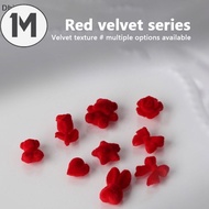 1M 10Pcs New Year's Red Series Love Ribbon Bow Star Resin Nail Accessories Red Nail Decoration 3D Ve