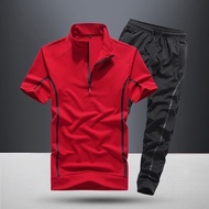 MIKEJIE Mens Tracksuit T-shirt and Pants Sport Suit Gym Fitness Running Jogging Set Men Sport Wear C