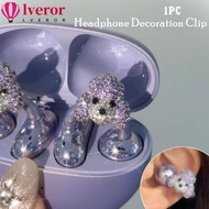 LVEROR Headphone Decoration Clip, Zircon Butterfly Pattern Headphone Diameter Buckle, Creative Gift 