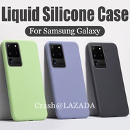 CrashStar Liquid Silicone Phone Case For Samsung Galaxy Note 20 Ultra S20 S21 FE Ultra Plus A51 A71 A50 A30 A10 A21 A21 A10 A12 A32 A20 A31 A11 M11 A52 A72 M10 Colorful Soft Back Cover Casing Velvet Inside 【Free Shipping &amp; Fast Delivery】