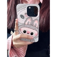 Phone Phone Case Suitable for iPhone 7 8 Plus x xs xr xsmax 11 12 13 14 15 Pro max ins Style Korea Film Big Gray Labubu Cloth Shock-resistant Hard Case All-Inclusive Large Hole Protective Case Shell 8G9L
