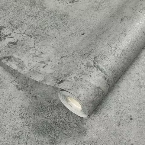 1PC Wide Industrial Wind Self-adhesive Wallpaper Cement Gray Sticker Waterproof Retro Old Mottled Da