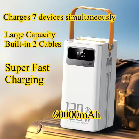 60000mAh 120W Fast Charging Power Bank Portable Outdoor Camping External Battery Powerbank For Phone