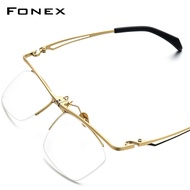FONEX 180 ° พลิกไทเทเนียมกรอบแว่นตาผู้ชาย2022ใหม่ชายกึ่ง Rimless แว่นสายตา Ultralight ครึ่งแว่นตา F8