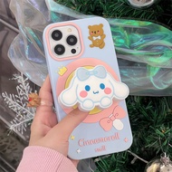 【Cinnamoroll】Cute iPhone Liquid Silicone Casing IPhone 15 Pro Max 14 Pro Max 13 Pro Max 12 Pro IPhone 11 With Rotating Bracket holder Soft IPhone Cover