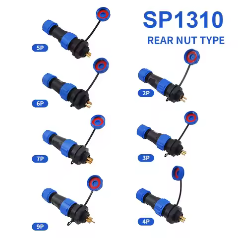 SP1310 SP1312 waterproof connector SP13 2pin 3pin 4pin 5pin 6pin 7pin 9pin IP68 connectors plug and 