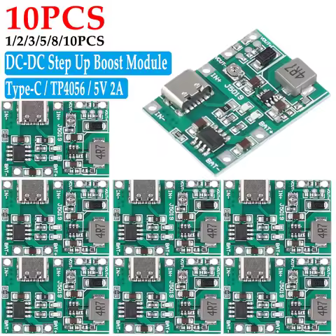 1-10PCS DC-DC Boost Module Type-C TP4056 Charger Discharge Power Board DC4.3-27V Charging Step Up Bo