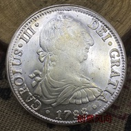 Collection White Coins Spain Carlos III 1788 Silver Coins Double Columns Foreign Silver Coins Silver