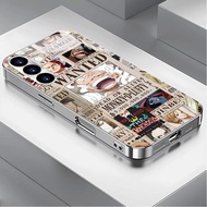 Luffy Luxury Plated Frame Glass Phone Case For Samsung Galaxy S22 S23 S24 S25 Ultra A22 A23 A25 A33 