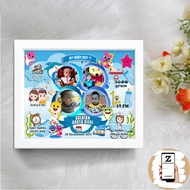 Biodata Kelahiran Bayi Murah 20x25 10r Plus BingkaiPutih Cantik Tema Hiu COD