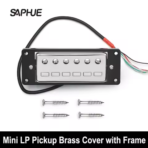 Mini LP Pickup Brass Cover with Frame 7.5k 4-Conduct Cable Coil Splitting 6 Round+6 Square Pole Piec
