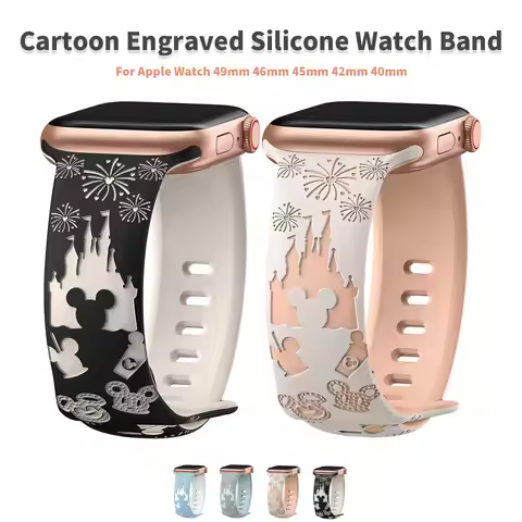 Engraved Flower strap for Apple Watch Band46mm S10 42mm 49mm 38mm 44 45 40mm Cute lightweight silico