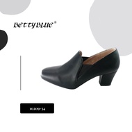 Betty Blue Ladies/Women Black Leather Formal Platform Mid-heel Court Shoes 10209-34
