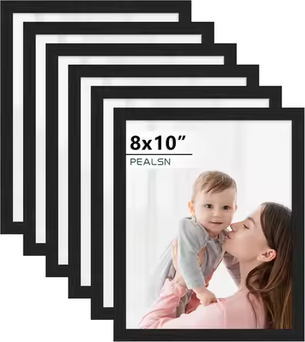 8x10 Picture Frame Set of 6, Black Picture Frames with HD Plexiglass,Wall Gallery Photo Frames for W