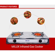 MILUX InfraRed Double Gas Burner MSS-8122IR Stove Cooker Fast Cooking Strong Heat Dapur Gas Saving 30% Stainless Steel