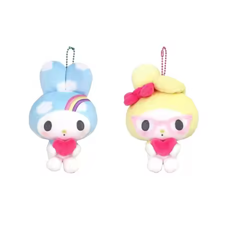 Sanrios 50th Anniversary Series Hello KittyMy Melody Plush Keychain Cute Melody heart Bag Pendant St