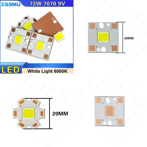 72W High Power LED Lamp Beads 7070 SMD 9V 6000-6500K Cool White Plum Blossom Copper Base High Bright