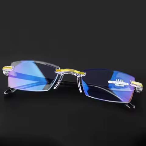 New Anti Blue Ray Reading Glasses Men Women Rimless Cutting Presbyopia Eyewear for Ladies Blue Light