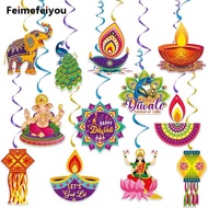 16pcs Deepavali Decoration items Happy Diwali Festival Decor Venue Layout Spiral Pendant Party Decor
