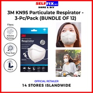 【3M】9513 KN95 Particulate Respirator 4-Layer Disposable Mask (White) - 3-Pc/Pack (BUNDLE OF 12)