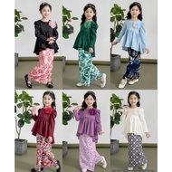 Baju Kurung Bunga Batik Moden Peplum Budak Perempuan 1-12Tahun Baju Kebaya Murah Raya Melayu Long Dr