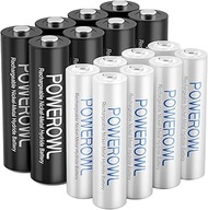 Powerowl Battery AA 2800 mAh + AAA 1000 mAh Battery Pack of 16 High Capacity 1.2 V NI-Mh AA AAA Rech