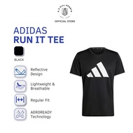 Adidas Run It Tee IL7235 Crewneck Sports T Shirt Men Regular Fit 100% Polyester Reflective Details R