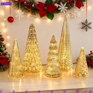WATTLE Set of 5 Illuminated Mercury Glass Trees, Creative Versatile Mercury Glass Christmas Trees, W