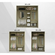 Almari Baju Wardrobe Sliding Door Anti-Jump Cabinet Clothes 8ft x 8ft / 6ft x 8ft / 5ft x 8ft | 8x8 6x8 5x8